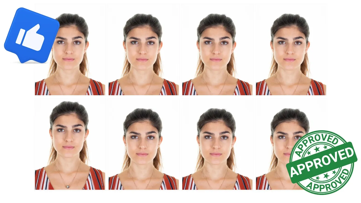 Professional passport photo samples showing our quality work